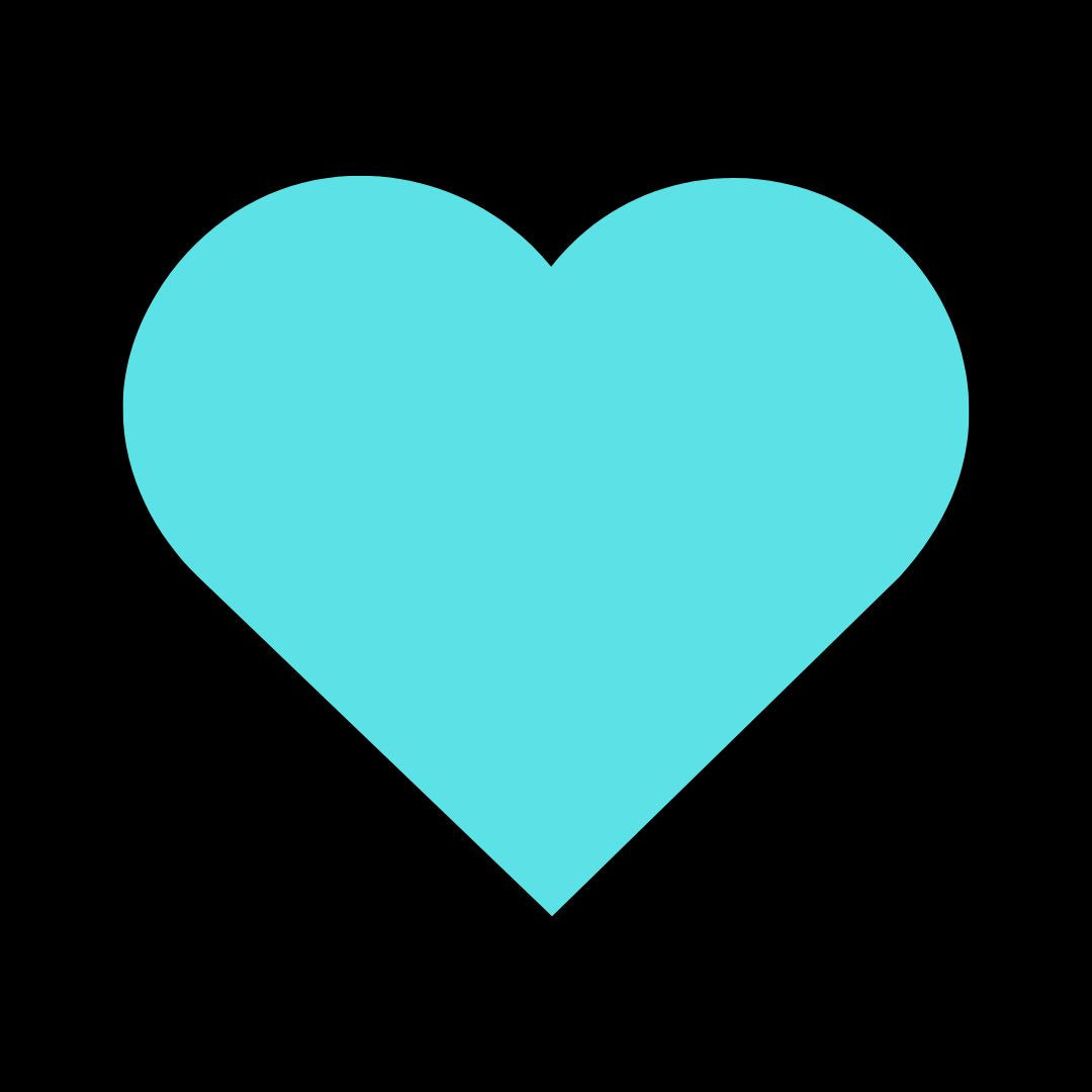 Black background and blue heart, an image of positivity, to share the values of InkBird Print Studio on their about us page
