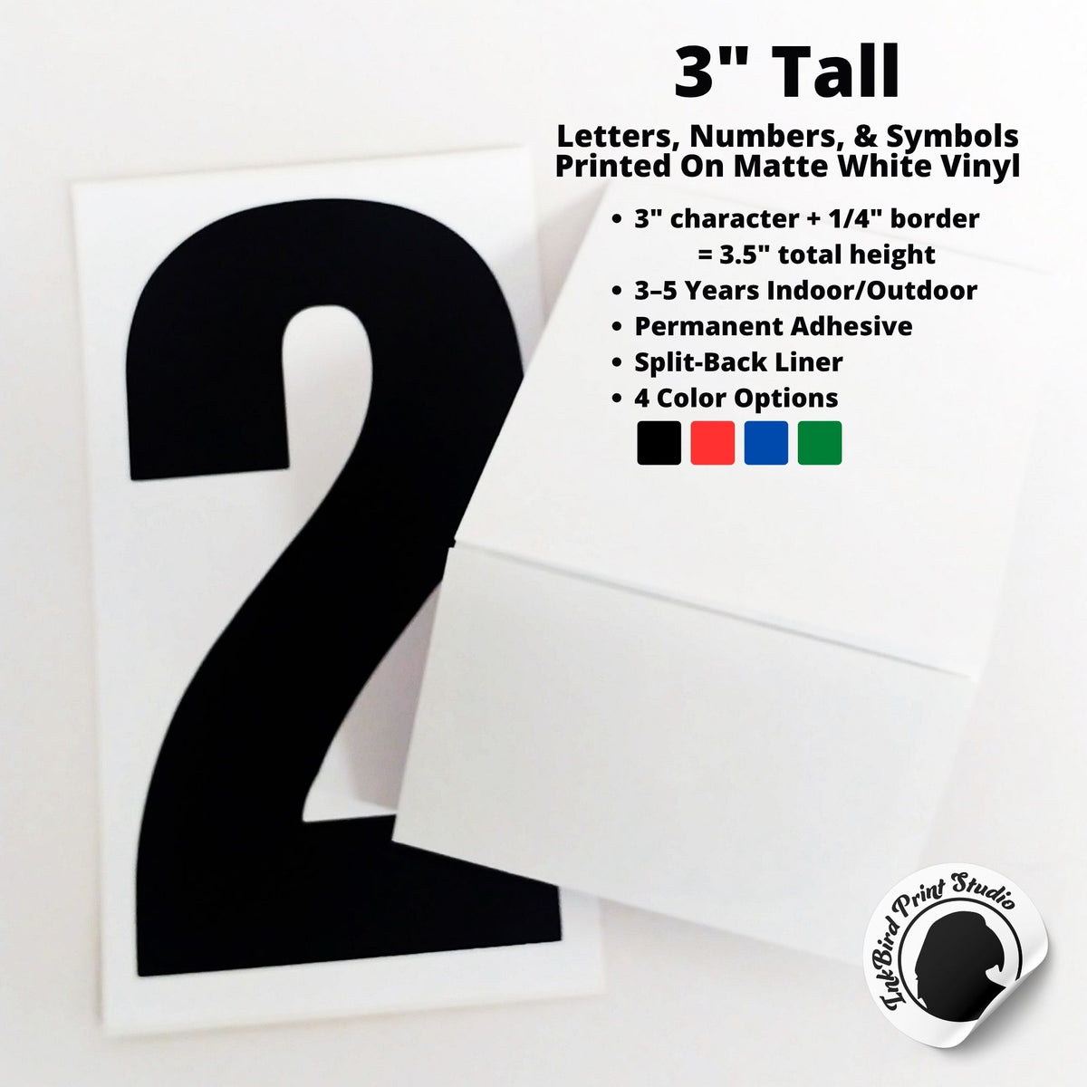 3" Printed Letter & Number Decals (full decal 3.5" tall)
