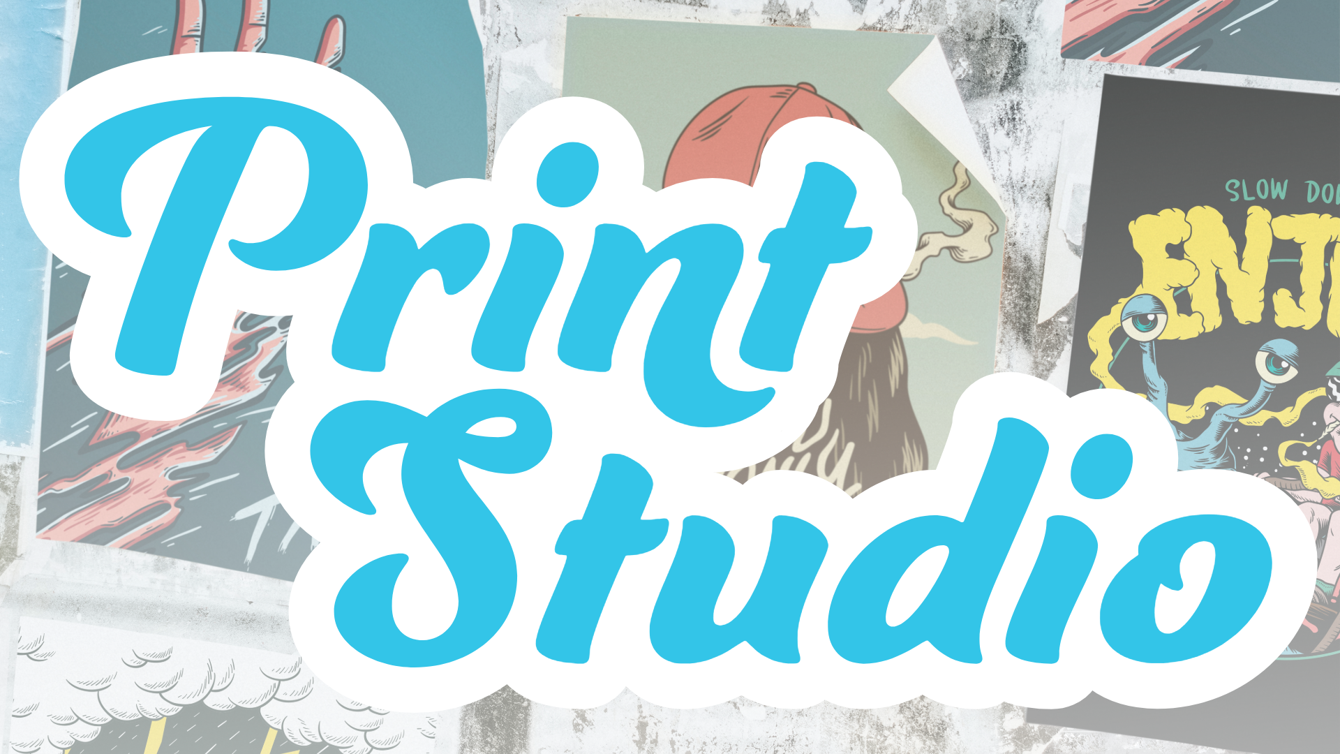 Text 'Print Studio' with artistic background